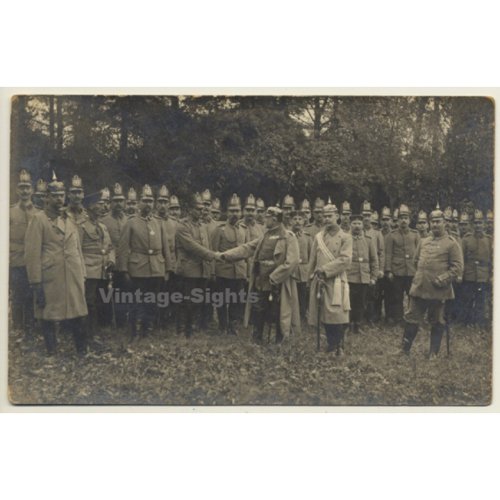St.Ghislain: Presentation Of Iron Cross 2.Class By Major Schmölder*2 WW1 (Vintage RPPC 1914)