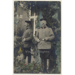 WW1: Portrait Of Unknown German Soldier (Vintage Hand Colored RPPC ~1915)