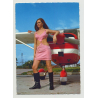 Woman In Hot Dress W. High Boots In Front Of Cesna 172 (Vintage Pin-Up PC 1960s)