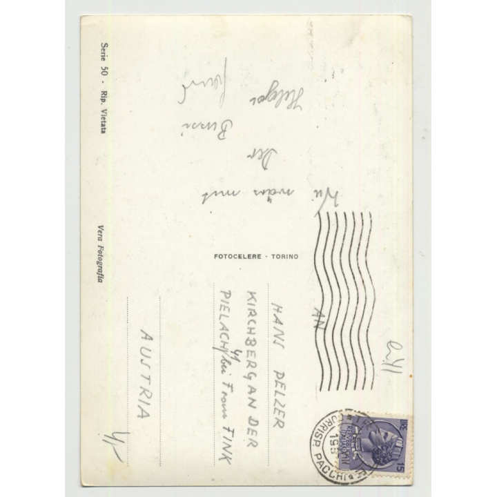 Stunning Beach Girl Kneels In Sand / Bikini (Vintage Pin-Up PC 1950s)