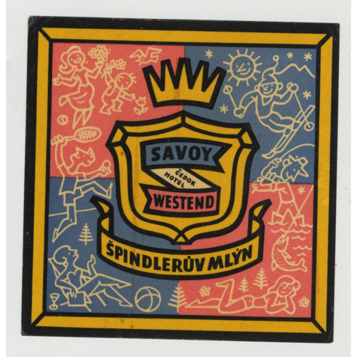 Hotel Savoy Westend - Spindleruv Mlyn / Czechoslovakia (Vintage Luggage Label)