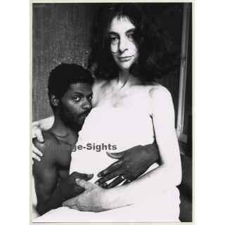 Jerri Bram (1942): Semi Nude Hugging Interracial Couple (Vintage Photo ~1970s)