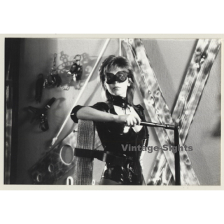 Slim Mistress In Her Studio*5 / Lacquer Outfit - Face Mask - BDSM (Vintage Photo ~1990s)