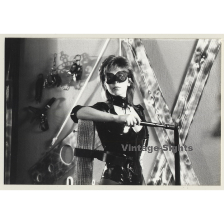 Slim Mistress In Her Studio*5 / Lacquer Outfit - Face Mask - BDSM (Vintage Photo ~1990s)