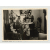 Partially Costumed Family Along With 2 Teddy Bears (Vintage Photo ~30s/40s)