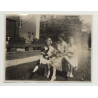Mother & Her 2 Girls Posing With Teddy Bears (Vintage Photo Germany ~1930s)