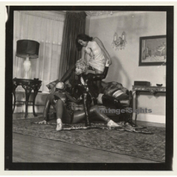3 Lacquer Ladies In Hot Catfight *6 / Wrestling (Vintage Contact Sheet Photo 1970s)