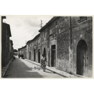 Mallorca Impressions: Village Alley - Horse Carriage (Vintage Photo  ~1960s)