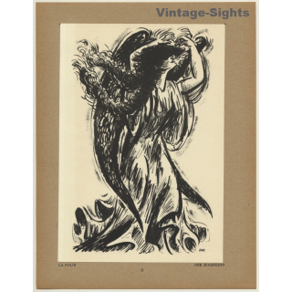 Frans Masereel: La Folie / Der Wahnsinn (Vintage Art Print 1947)