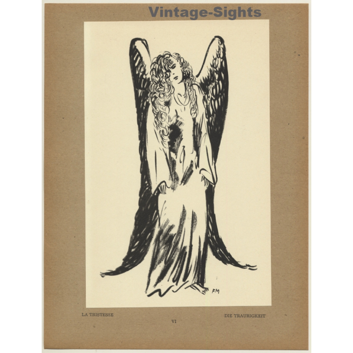 Frans Masereel: La Tristesse / Die Traurigkeit (Vintage Art Print 1947)