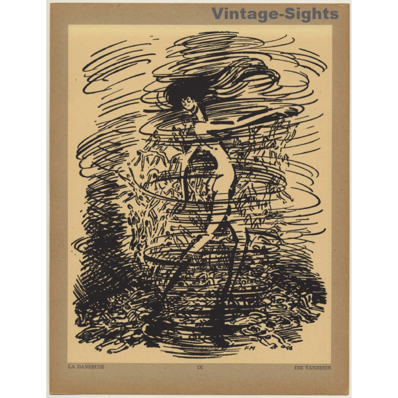 Frans Masereel: La Danseuse / Die Tänzerin (Vintage Art Print 1947)