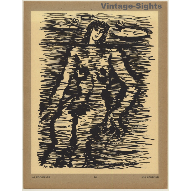 Frans Masereel: La Baigneuse / Die Badende (Vintage Art Print 1947)
