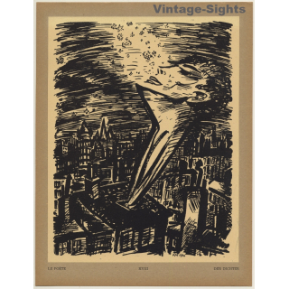 Frans Masereel: Le Poêt / Der Dichter (Vintage Art Print 1947)