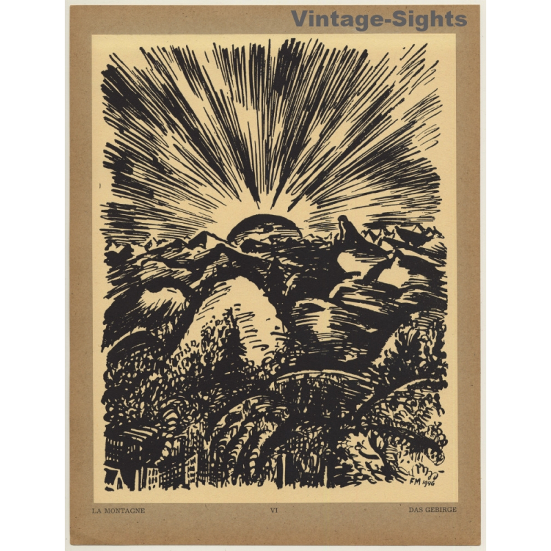 Frans Masereel: La Montagne / Das Gebirge (Vintage Art Print 1947)