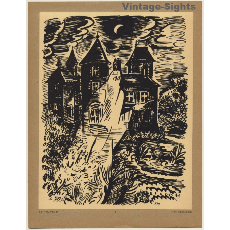 Frans Masereel: Le Chateau / Das Schloss (Vintage Art Print 1947)