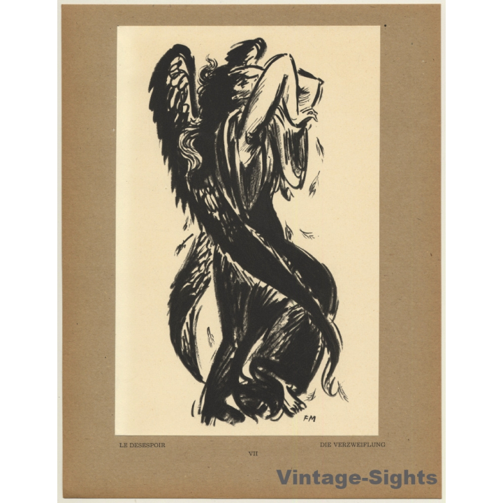 Frans Masereel: Le Desespoir / Die Verzweifelung (Vintage Art Print 1947)