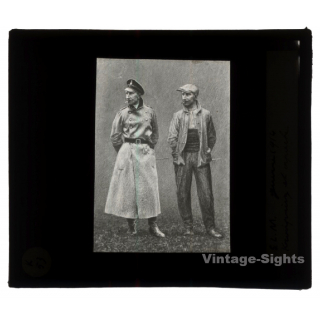 WW1: French Soldier In Uniform & Undercover (Vintage Glass Dia Positive 1914)