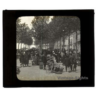 Molenbeek / Belgium: Marché - Au Puces (Vintage Glass Dia Positive ~1910s)