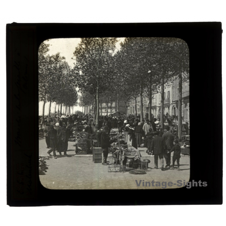 Molenbeek / Belgium: Marché - Au Puces (Vintage Glass Dia Positive ~1910s)