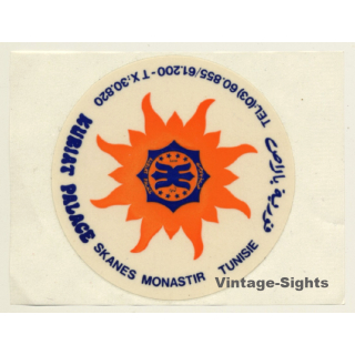 Skanes Monastir / Tunisia: Kuriat Palace (Vintage Self Adhesive Luggage Label / Sticker)