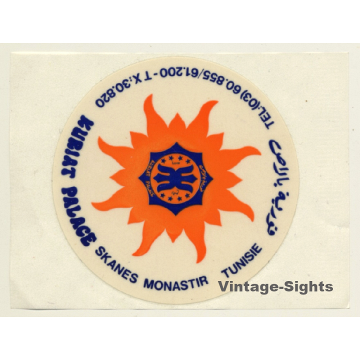 Skanes Monastir / Tunisia: Kuriat Palace (Vintage Self Adhesive Luggage Label / Sticker)