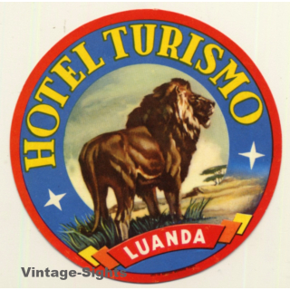 Luanda / Angola: Hotel Turismo - Lion (Vintage Luggage Label)