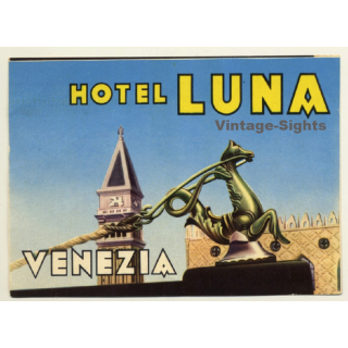 Venezia / Italy: Hotel Luna (Vintage Luggage Label 1930s/1940s)