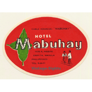 Manila / Philippines: Hotel Mabuhay  (Vintage Luggage Label)