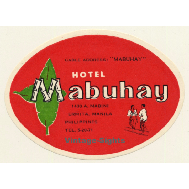 Manila / Philippines: Hotel Mabuhay  (Vintage Luggage Label)