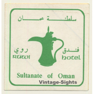 Sultanate Of Oman: Hotel Ruwi (Vintage Self Adhesive Luggage Label / Sticker)