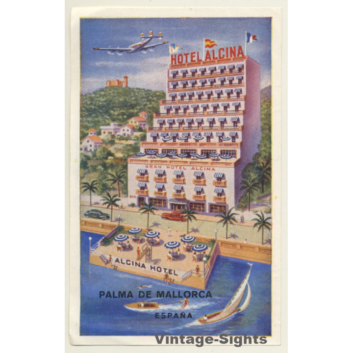 Palma De Mallorca / Spain: Hotel Alcina (Vintage Luggage Label ~1960s)