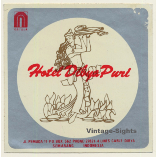 Semarang / Indonesia: Hotel Dibya (Vintage Self Adhesive Luggage Label / Sticker)