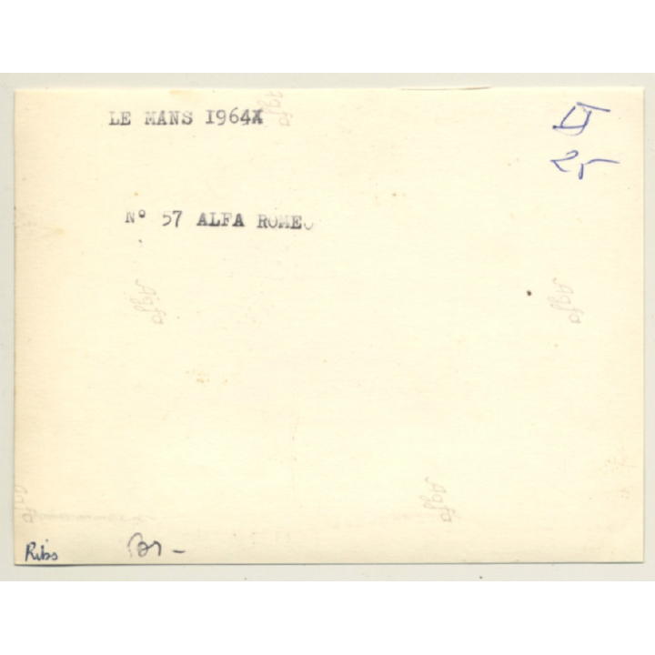 Le Mans 1964: N°57 Alfa Romeo Giulia TZ / Bussinello - Deserti (Vintage Photo)