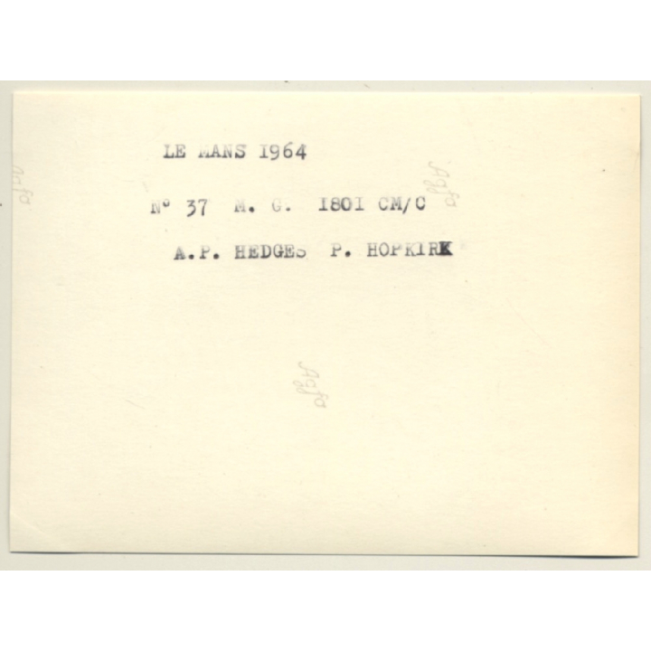Le Mans 1964: N°37 MG MGB / Hopkirk - Hedges (Vintage Photo)