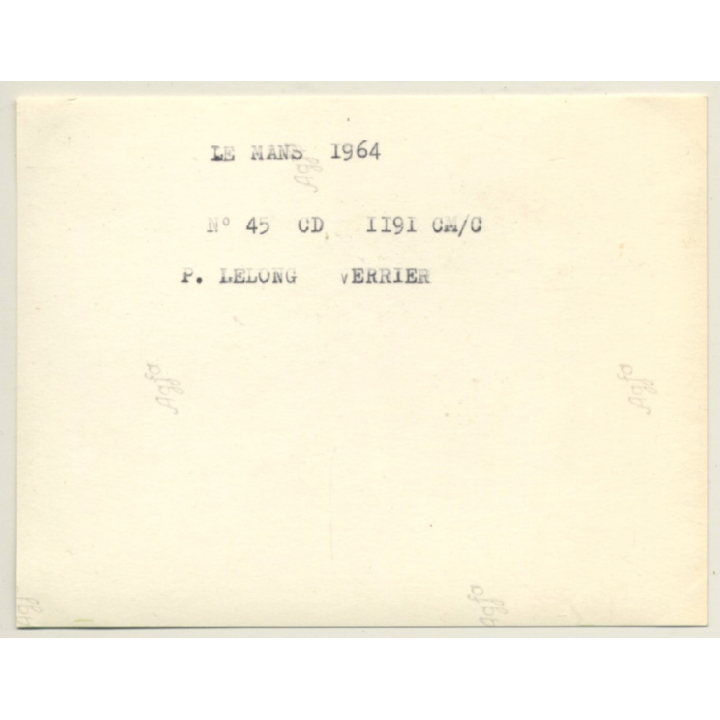 Le Mans 1964: N°45 CD Panhard LM64 / Lelong - Verrier (Vintage Photo)