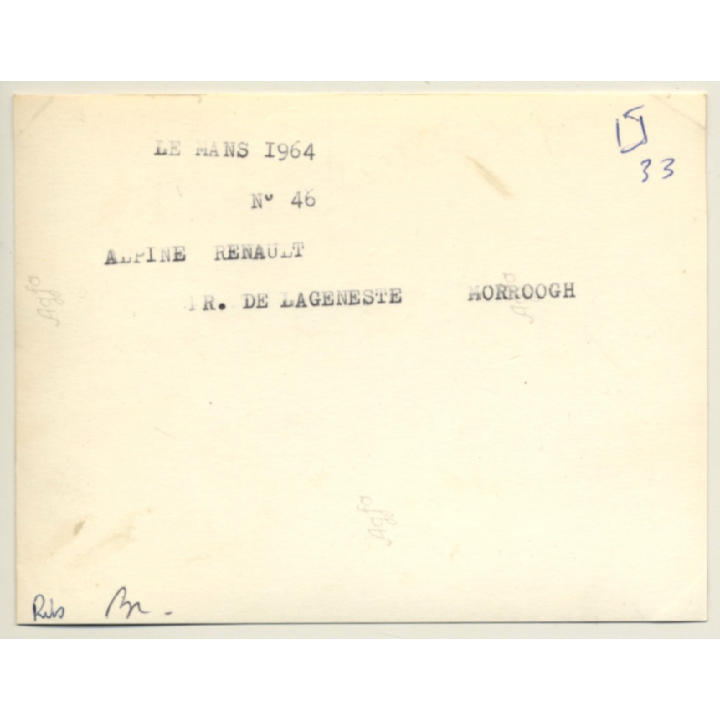 Le Mans 1964: N°46 Alpine Renault M64 / Delageneste - Morrogh (Vintage Photo)