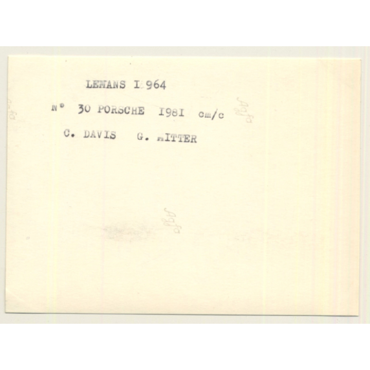 Le Mans 1964: N°30 Porsche 904/8 Pit Stop / Davis - Mitter (Vintage Photo)
