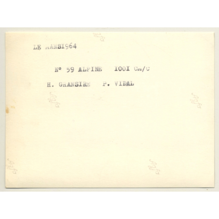 Le Mans 1964: N°37 MG MGB Hardtop & N°59 Alpine Renault M63 (Vintage Photo)