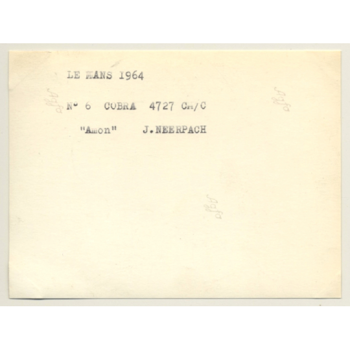 Le Mans 1964: N°6 Shelby Cobra Daytona / Amon - Neerpasch (Vintage Photo)