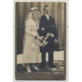 Portrait Of German Couple After Marriage / Bride - Groom (Vintage Photo 1920s/1930s)
