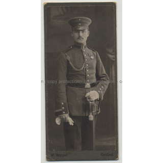 Pretty German Soldier In Festive Uniform / Moustache - Gay INT (Vintage Photo 1880s/1890s)