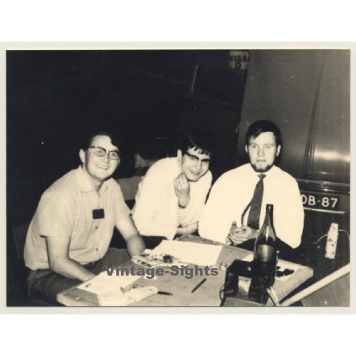 Rallye Du Limousin 1964 Time Control: Ribière - Breton - Breton (Vintage Photo)