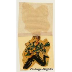 G. Perrier: Rockin' Guitar Player - Beat (Vintage Waterslide Decal ~1960s)