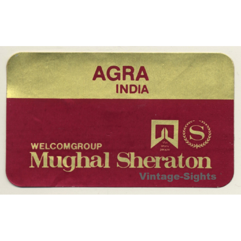 Agra / India: Mughal Sheraton (Vintage Self Adhesive Luggage Label / Sticker)