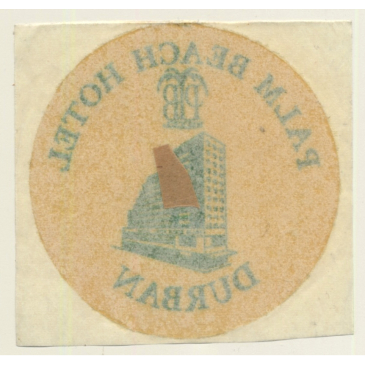 Durban / South Africa: Palm Beach Hotel (Vintage Self Adhesive Luggage Label / Sticker)