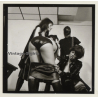2 Mistresses & Masked Latex Master Tie Semi Nude Maid*5 / BDSM (Vintage Contact Sheet Photo 1970s)