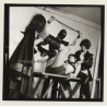 2 Mistresses & Masked Latex Master Tie Semi Nude Maid*8 / BDSM (Vintage Contact Sheet Photo 1970s)