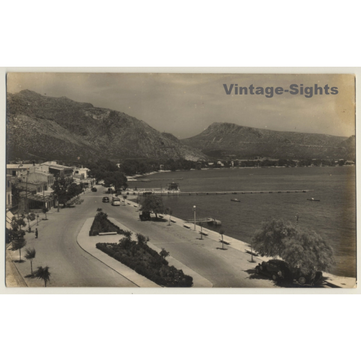 Pollensa - Pollença / Mallorca: Shore Road (Vintage RPPC ~1940s/1950s)