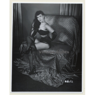 Irving Klaw: Bettie Page In Black Lingerie & Gown 2652 / Pin-Up - BDSM (Vintage Photo USA)