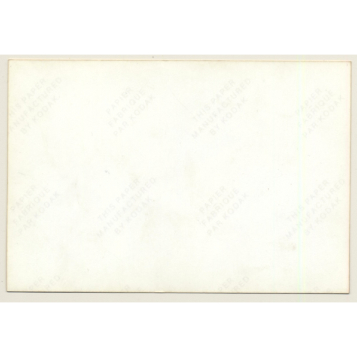 Darkhaired Semi Nude On Bed / Boobs (Vintage Photo France 1980s)